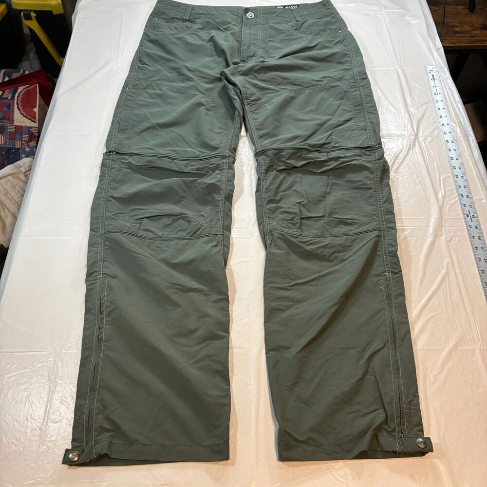 KUHL 36/34 (Fits 38/34) MEN’S Liberator Convertible Stealth Zip Off Pants Green